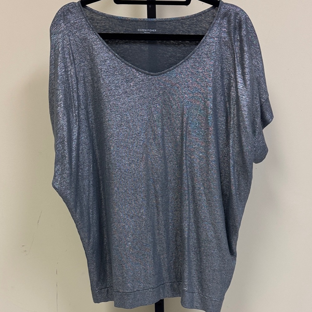 Eileen Fisher Shimmering Gray Blouse